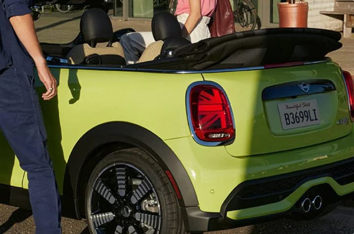A side panel view of the MINI Convertible Union Jack tail light.