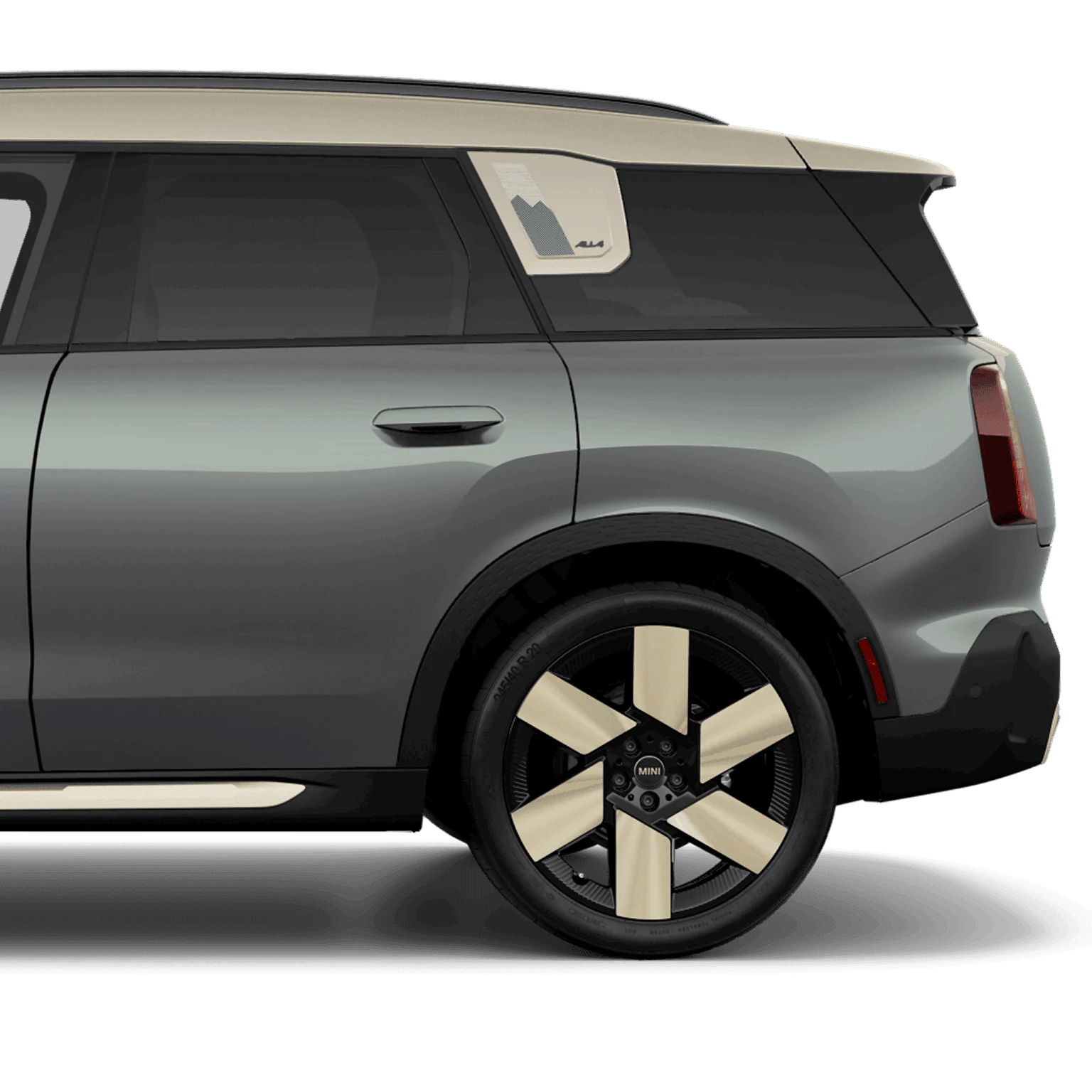 Side view of rear half of a MINI Countryman S All4.