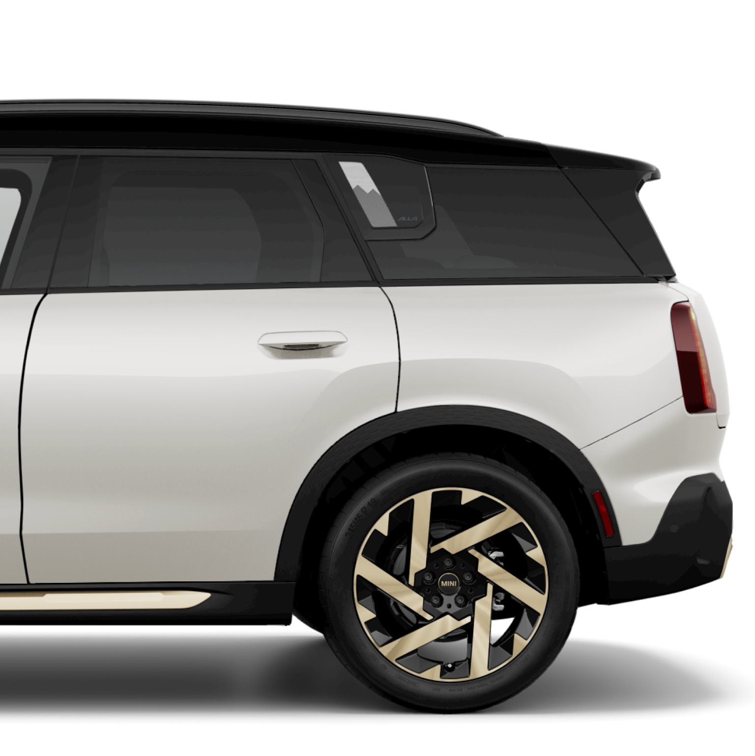 Side view of rear half of a MINI Countryman SE All4