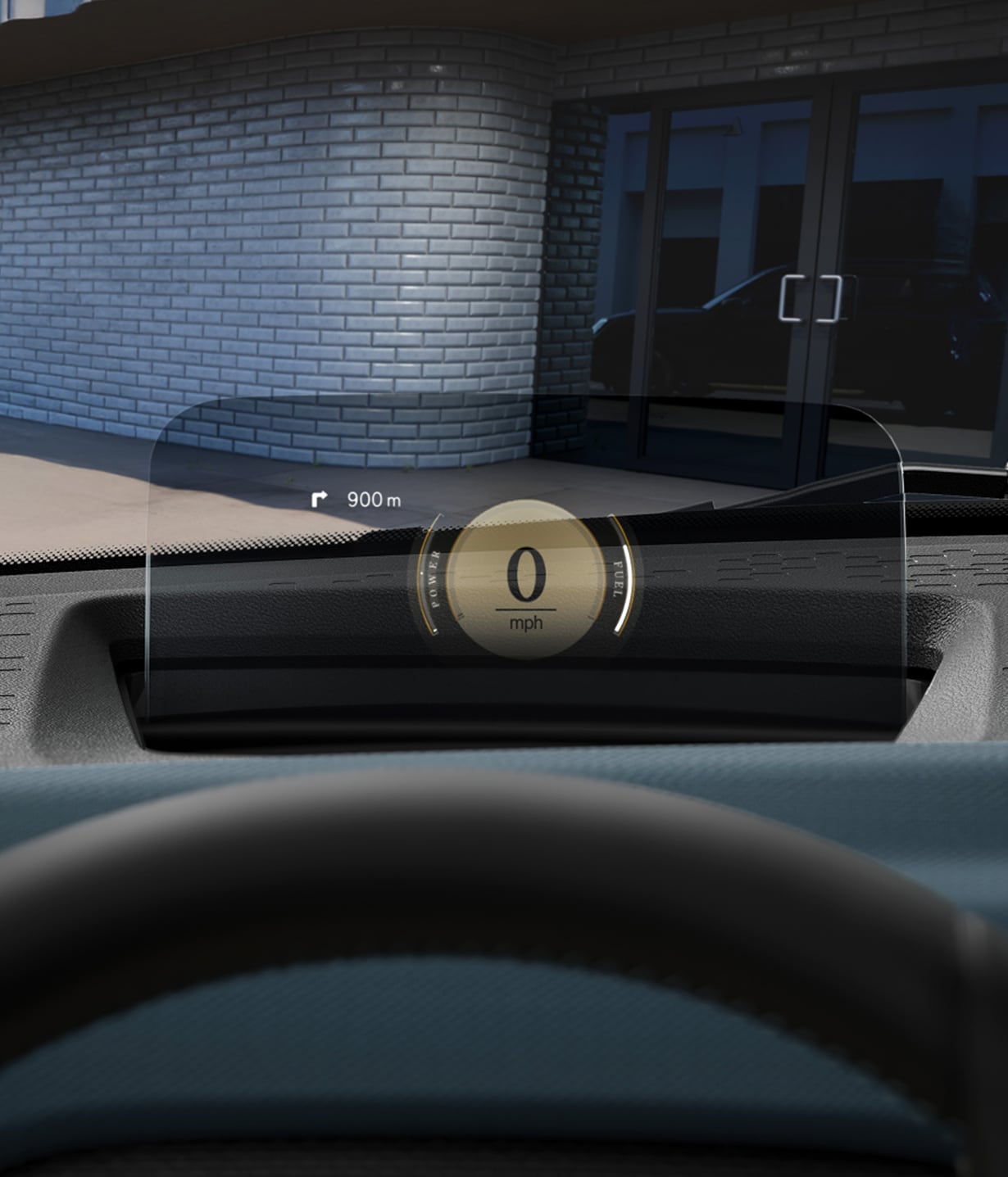 Close-up of MINI Head-Up Display.