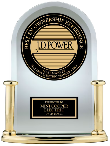 Closeup view of a J.D. Power Award trophy with 