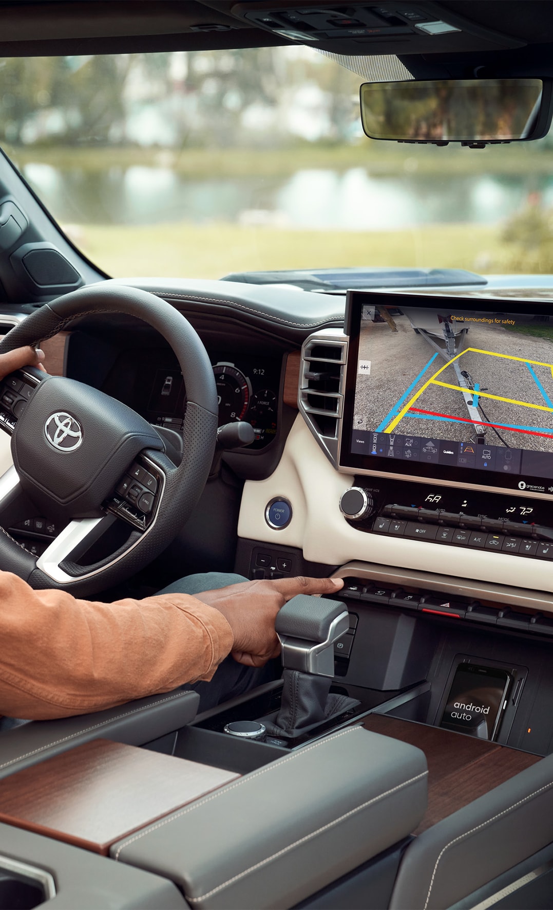 The New 2023 Toyota Tundra at Mechanicsville Toyota in Mechanicsville, VA | Interior view of a Toyota Tundra with tan and brown leather details