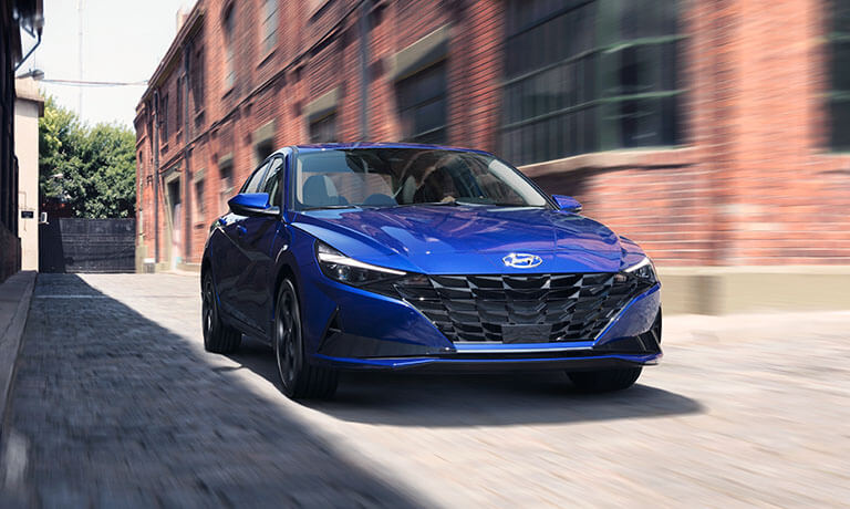2022 Hyundai Elantra exterior head on driving in alley