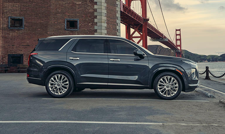 2021 Hyundai Palisade in a parking lot by the ocean