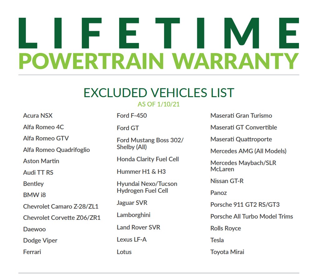 Lifetime Exluded Vehicles Foundation Kia