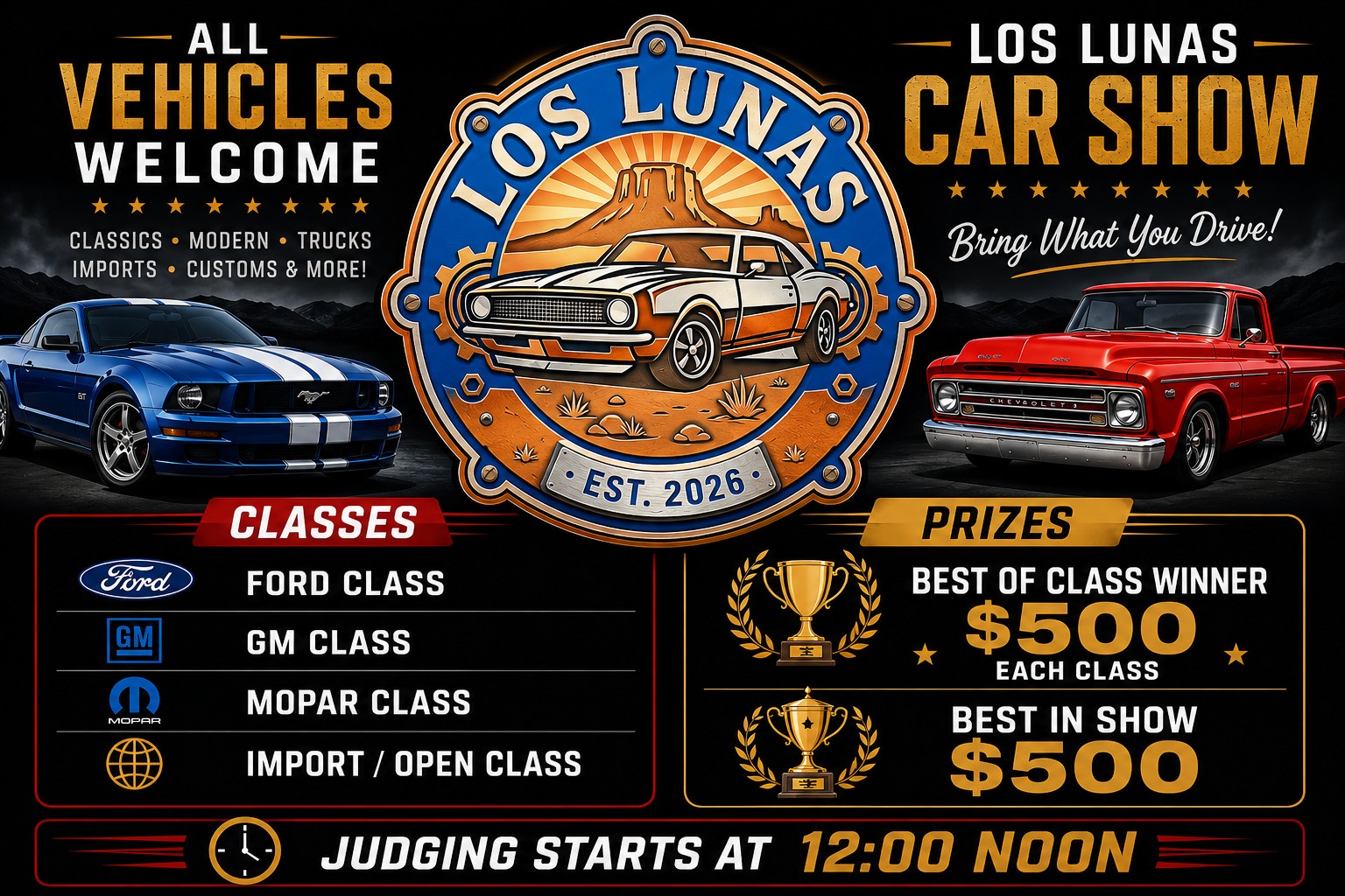 Melloy Los Lunas Car Show classes and prizes
