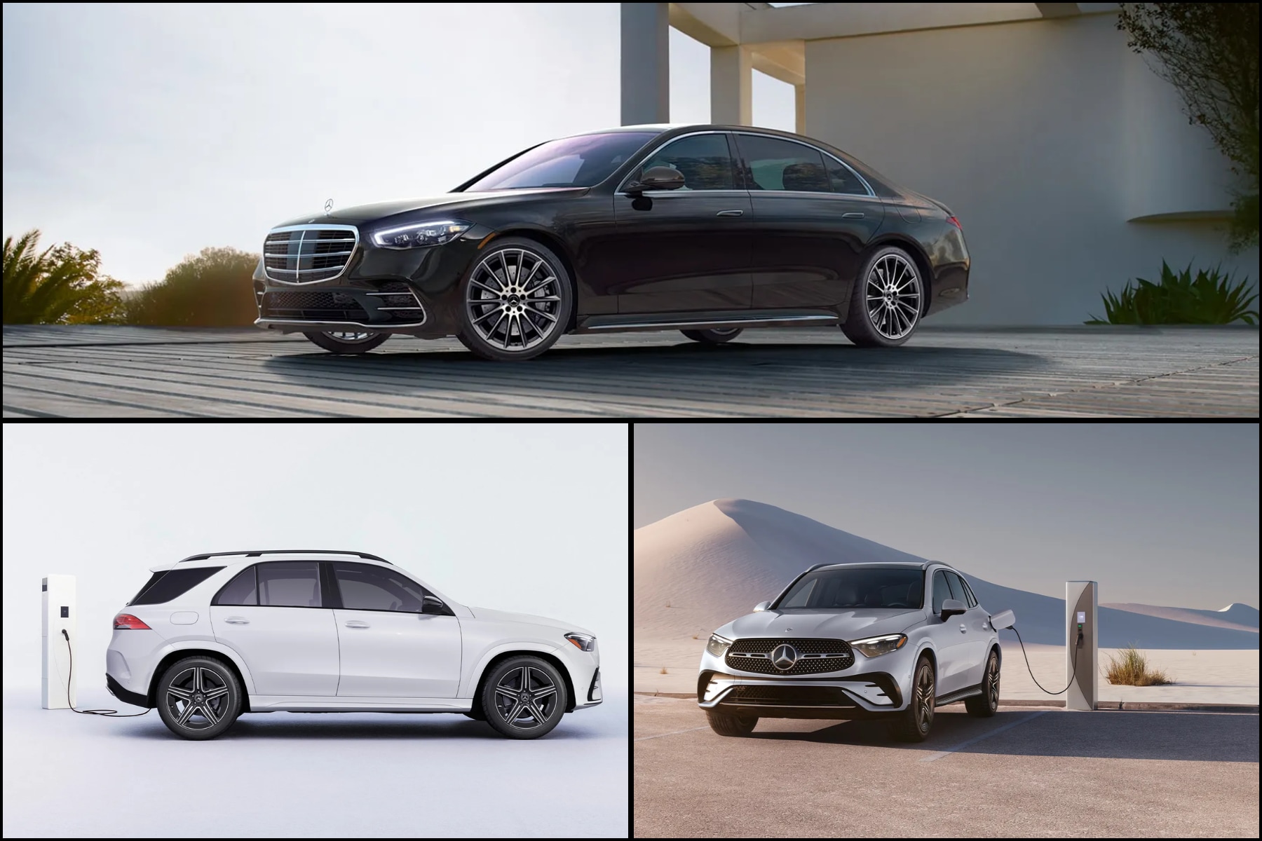 3 Mercedes-Benz hybrid models: S Class sedan, GLC SUV, GLE SUV