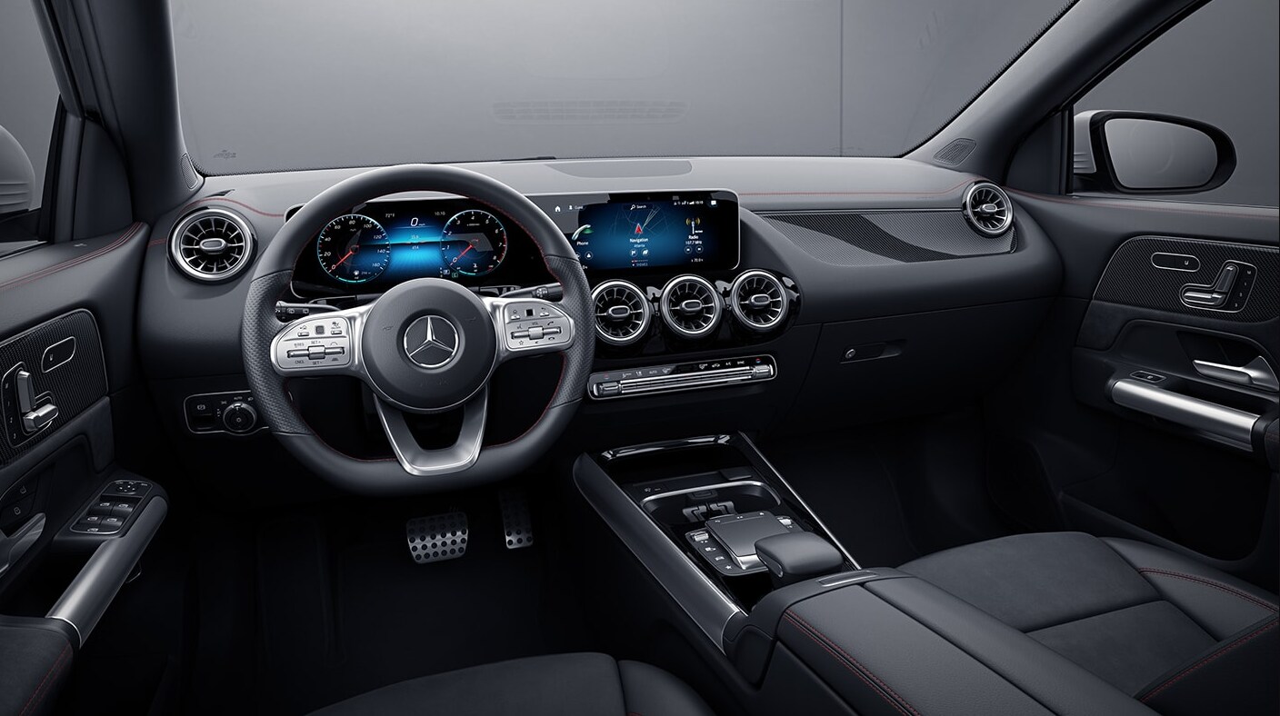A-view-of-the-dashboard-and-infotainment-system-of-a-2023-Mercedes-Benz-GLA-4MATIC