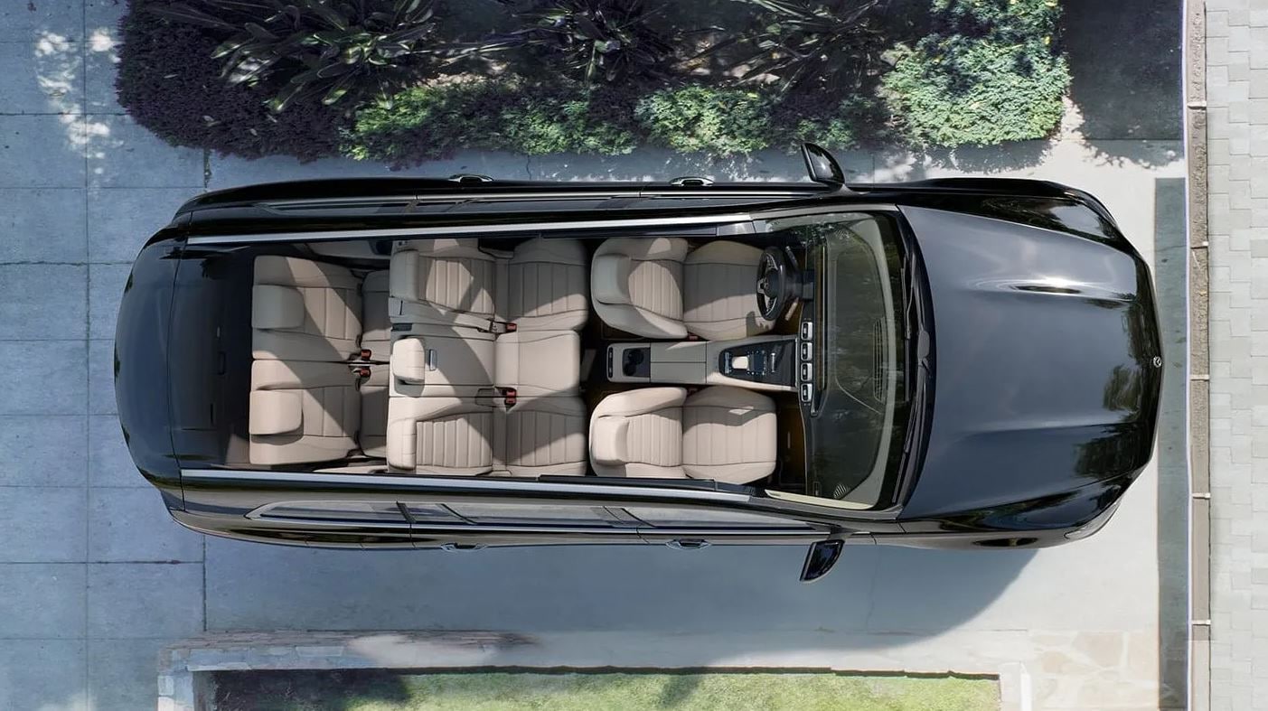 A bird's eye view of a the seating and interior of a 2023 Mercedes-Benz GLC 300