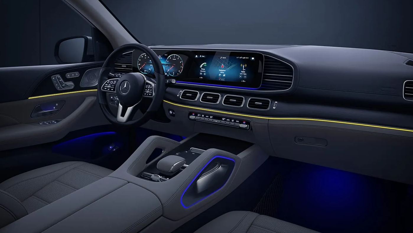 A view of the infotainment system and dash of a 2023 Mercedes-Benz GLC 300