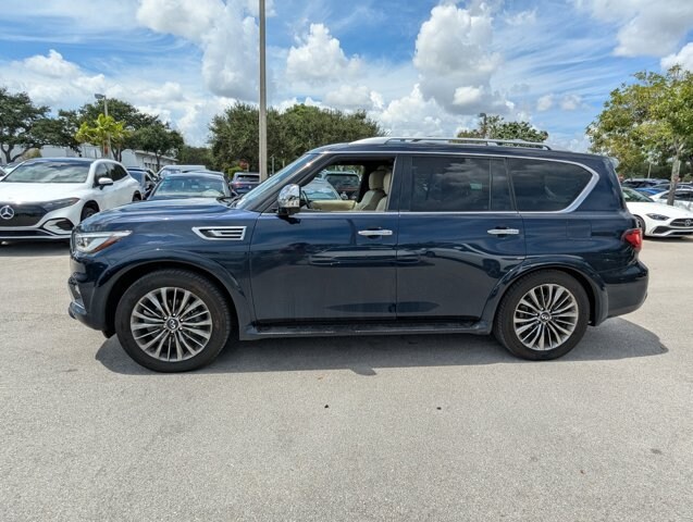 Used 2021 INFINITI QX80 Sensory 4WD with VIN JN8AZ2BEXM9267764 for sale in Delray Beach, FL