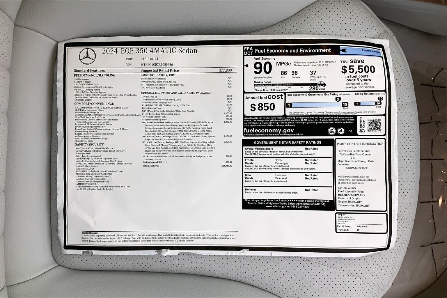 2024 Mercedes-Benz EQE 350 25