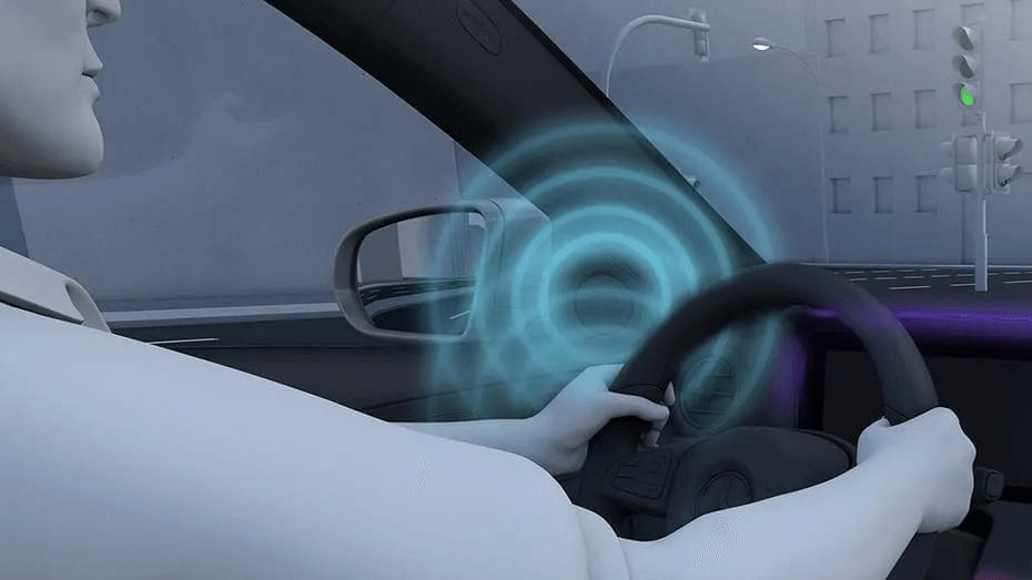 Learn about the Mercedes-Benz S-Class safety feature Mercedes-Benz PRE-SAFE® Graphic showing the Mercedes-Benz PRE-SAFE® Sound system