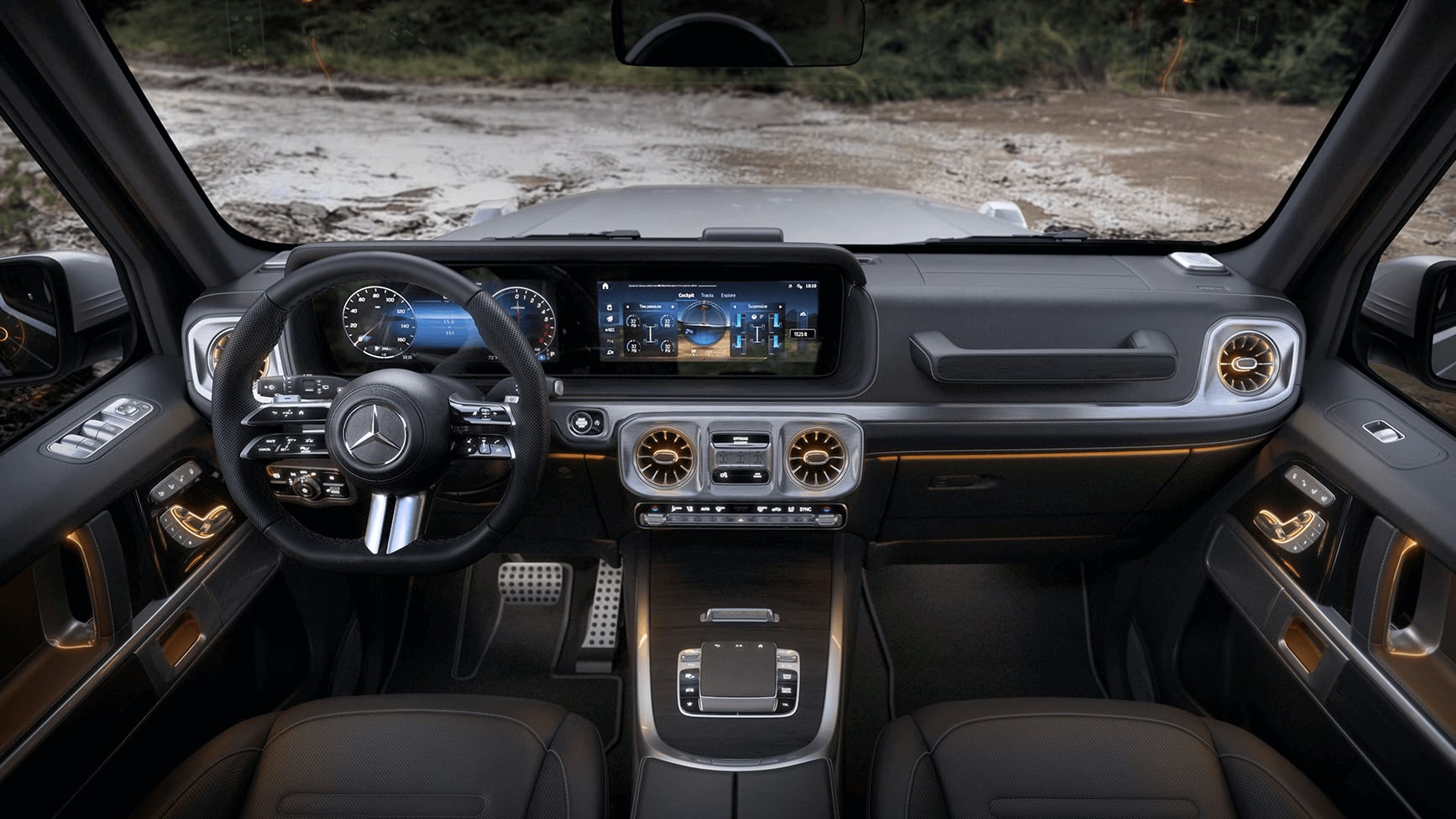 Mercedes-Benz G-Class interior dashboard and front seats