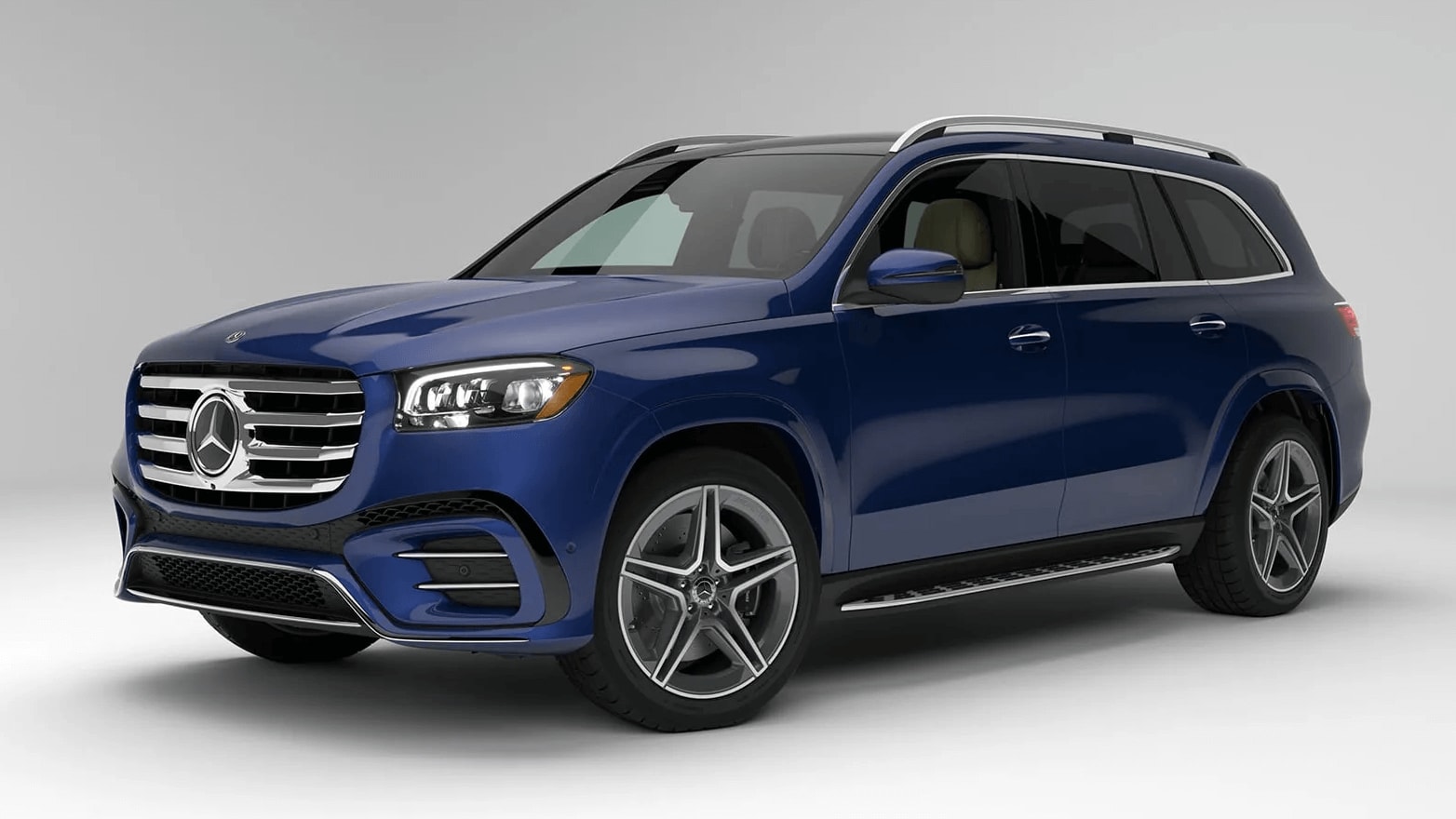 Rendered exterior shot of a Mercedes-Benz GLS SUV