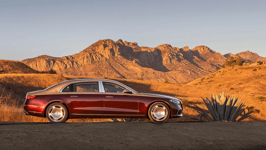 Mercedes-Maybach S Class parked outside in a desert setting