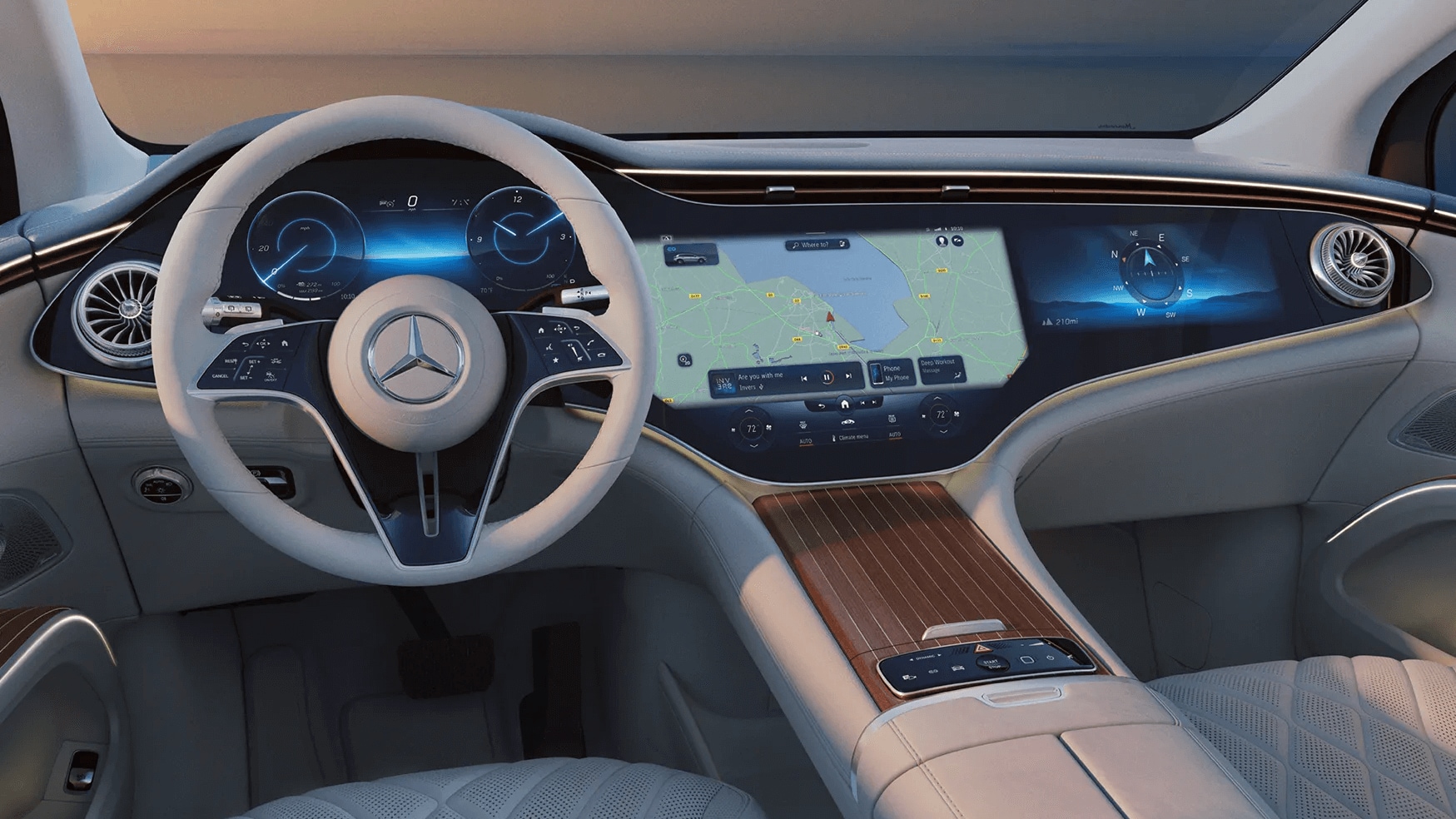 Interior shot of the Mercedes-Benz EQS SUV