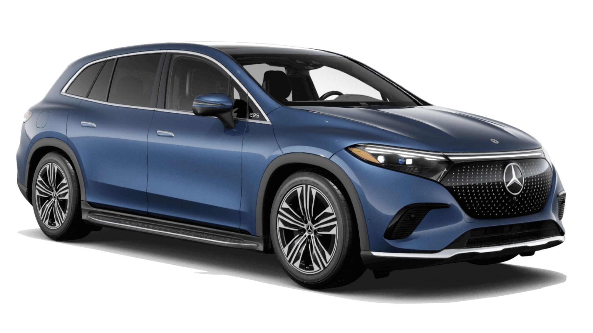 Learn about some features of the 2025 Mercedes-Benz EQS SUV EQS 450 4MATIC® SUV in Twilight Blue Metallic