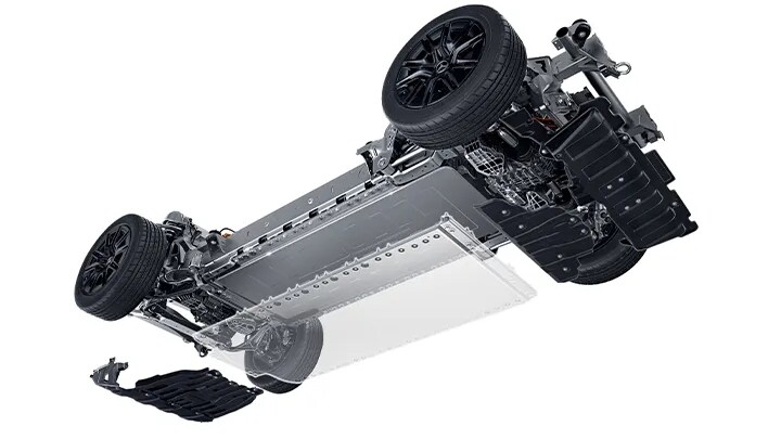 122 kWh Permanently Excited Synchronous (PSM) battery on the Merceds-Benz G 580 SUV Rendered image of the Mercedes-Benz G-Class G 580 SUV battery