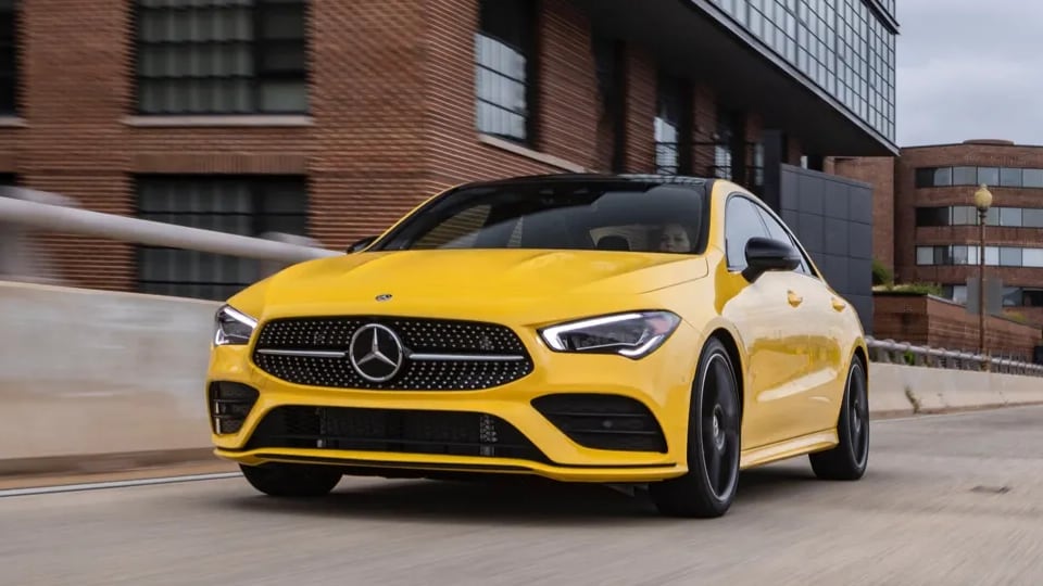 A Mercedes-Benz CLA Coupe driving on the road