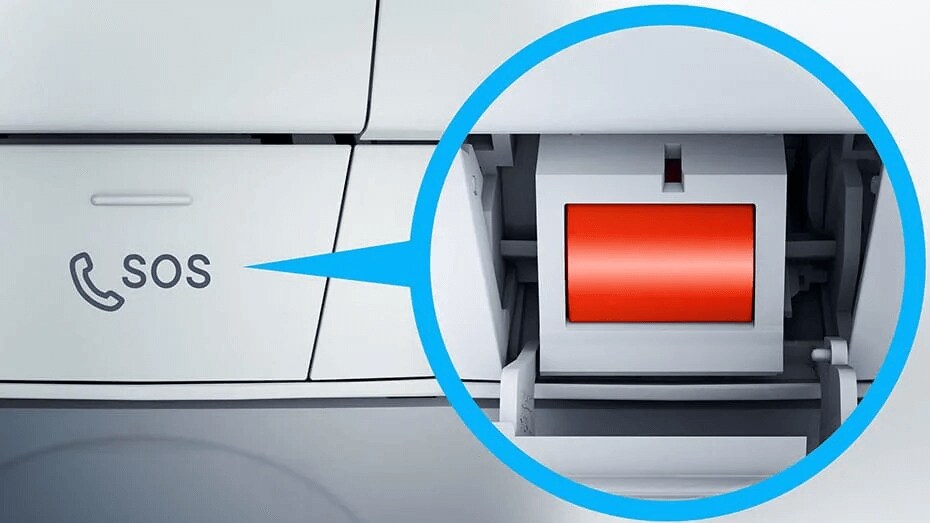 Learn about the Mercedes-Benz S-Class safety feature Mercedes-Benz Emergency Call Graphic showing the Mercedes-Benz Emergency Call system