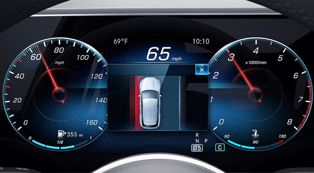 Close-up of the digital instrument cluster in a 2020 Mercedes-Benz GLE.