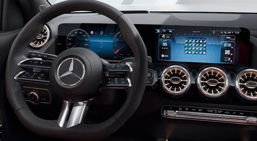 The black dash in a 2024 Mercedes-Benz GLA 250 is shown.