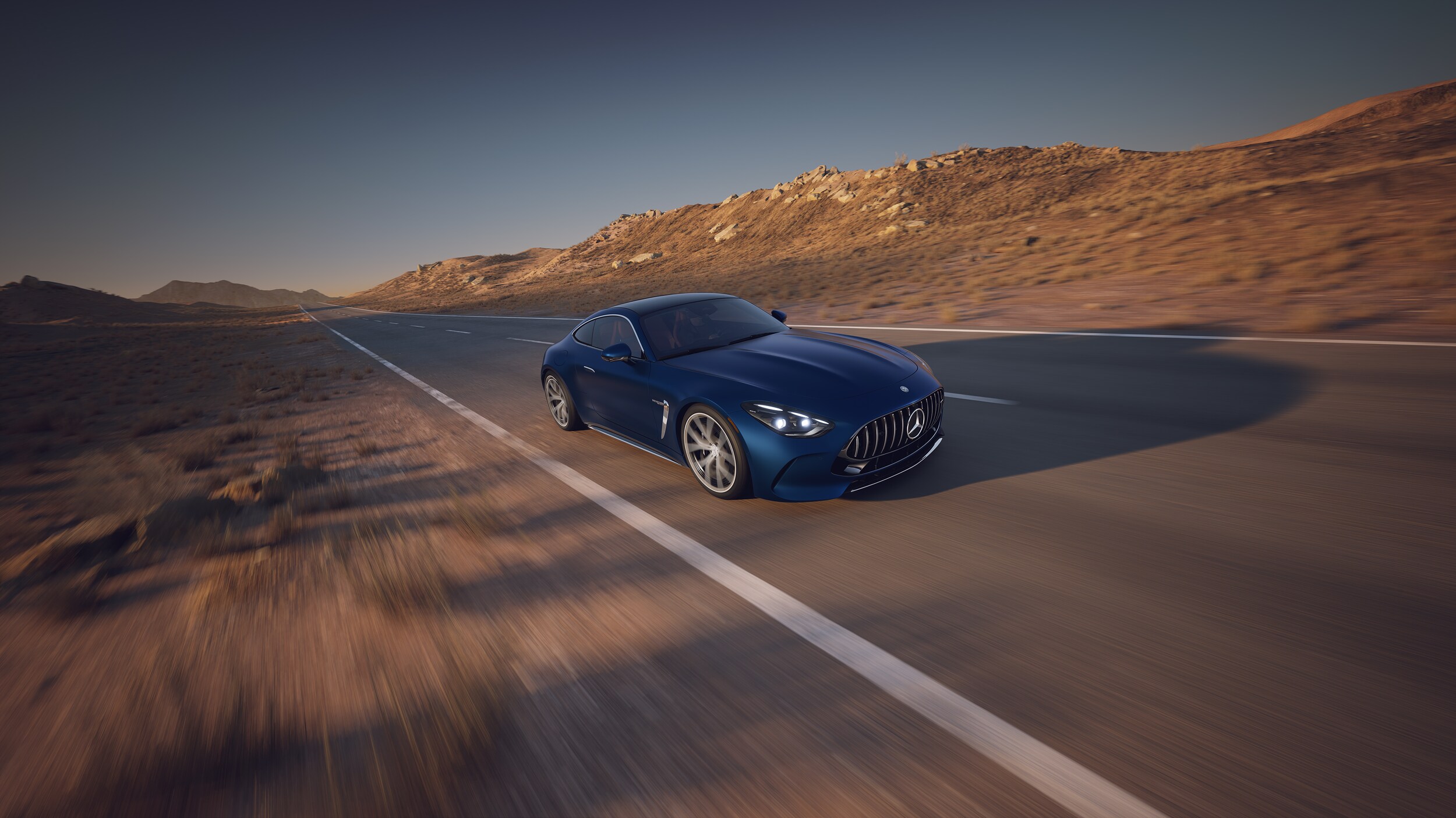 Mercedes-Benz AMG coupe on the highway