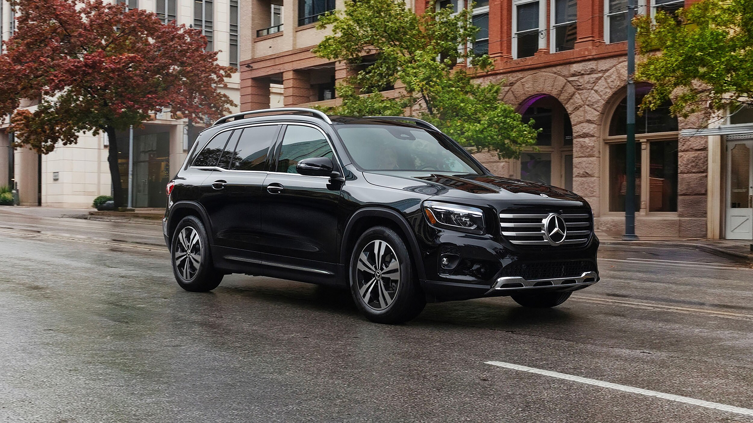  2026 Mercedes GLB 250 driving in town