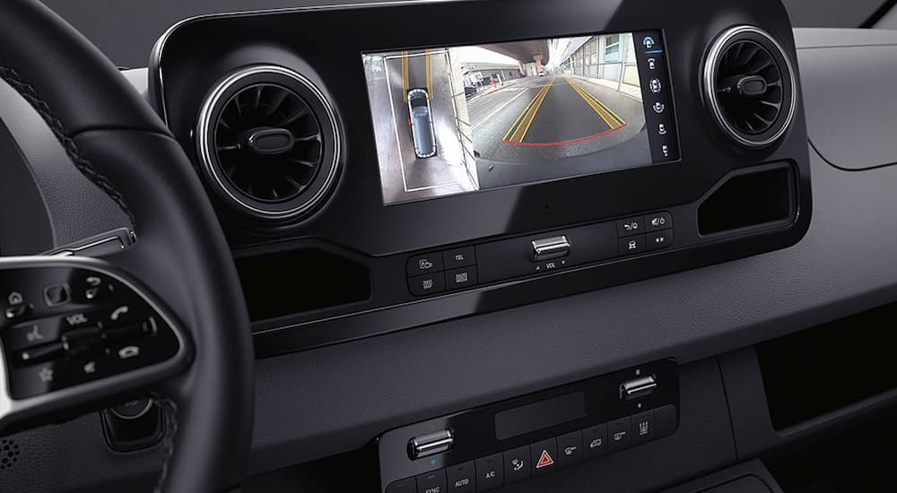 A close up of the back up camera in a 2025 Mercedes-Benz Sprinter 4500 for sale in Medford.