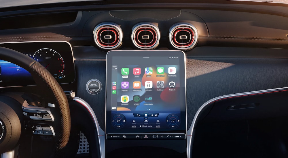 Close-up of the infotainment screen in a 2025 Mercedes-Benz GLC for sale.
