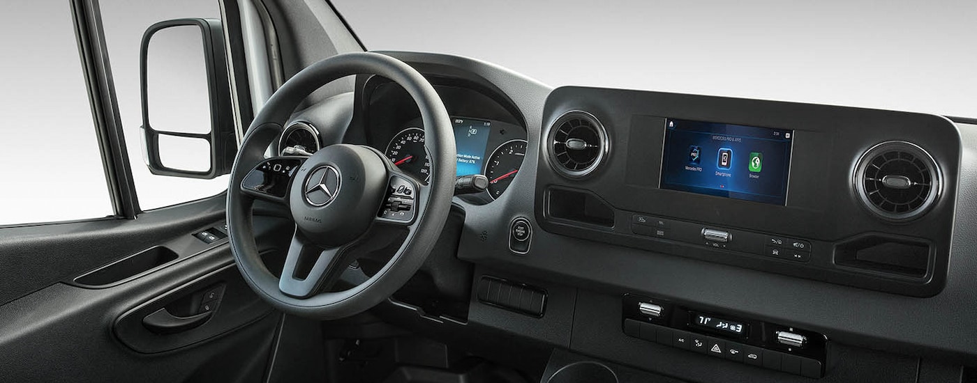 The interior of a 2024 Mercedes-Benz Sprinter 2500.