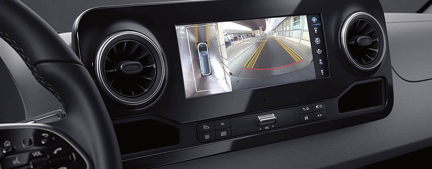 The backup camera display in a 2024 Mercedes-Benz Sprinter 2500 for sale.