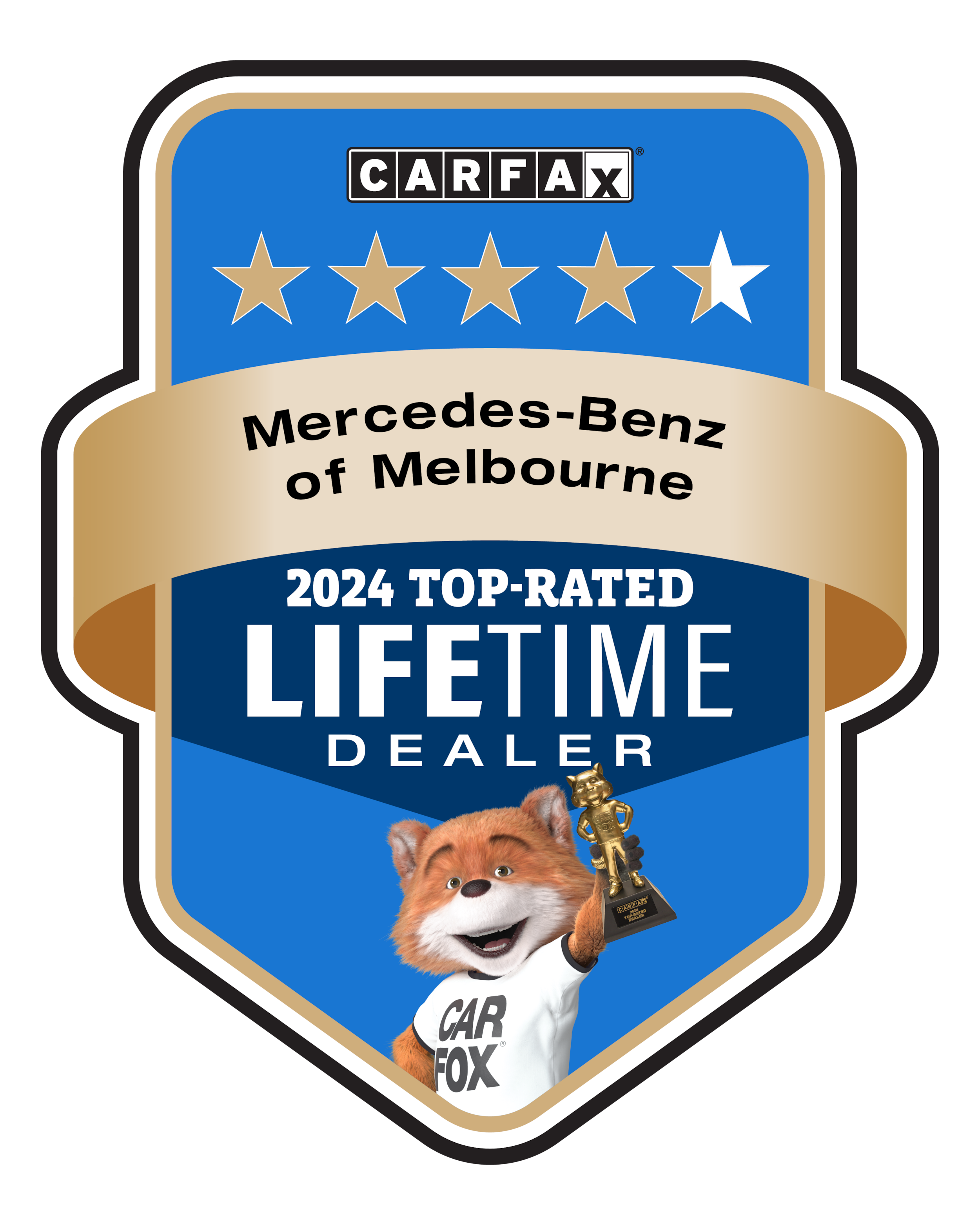 4.5 Stars Carfax Top Rated Lifetime Dealer Mercedes-Benz of Melbourne in Melbourne, FL — 4.5‑star Carfax Top‑Rated Lifetime Dealer.