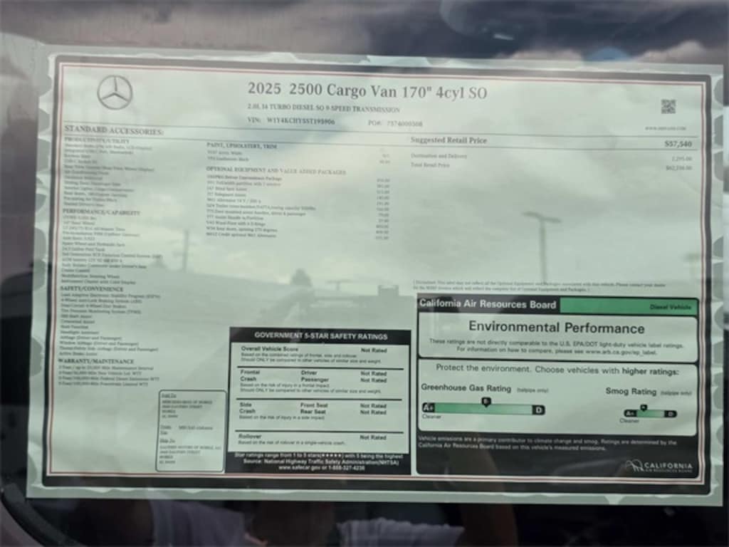 New 2025 Mercedes-Benz Sprinter 2500 Cargo 170 WB Van Cargo Van