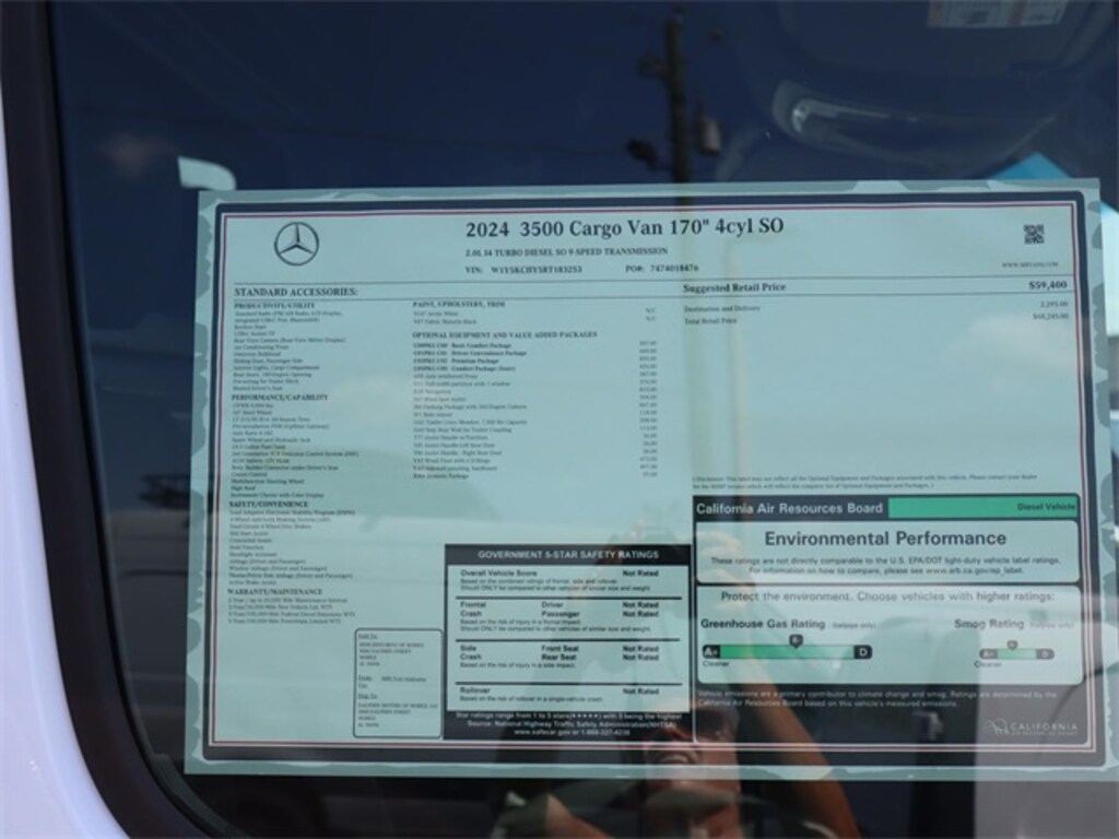 New 2024 Mercedes-Benz Sprinter 3500 Cargo 170 WB Van Cargo Van