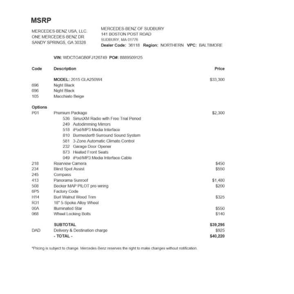 Used 2015 MercedesBenz GLA 250 For Sale in Sudbury, MA Near