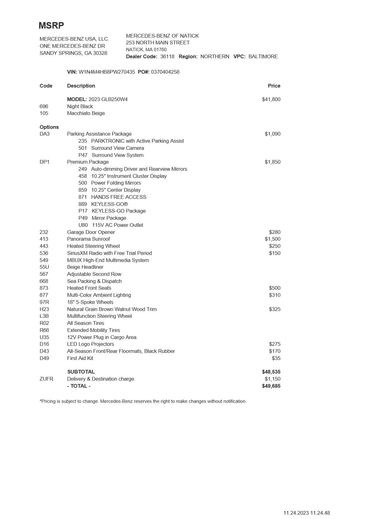 Certified PreOwned 2023 MercedesBenz GLB 250 4MATIC® SUV in Wayland 