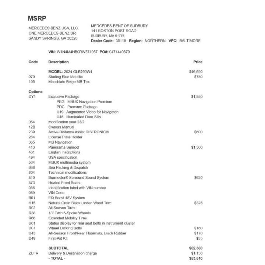 Used 2024 MercedesBenz GLB 250 For Sale in Sudbury, MA Near