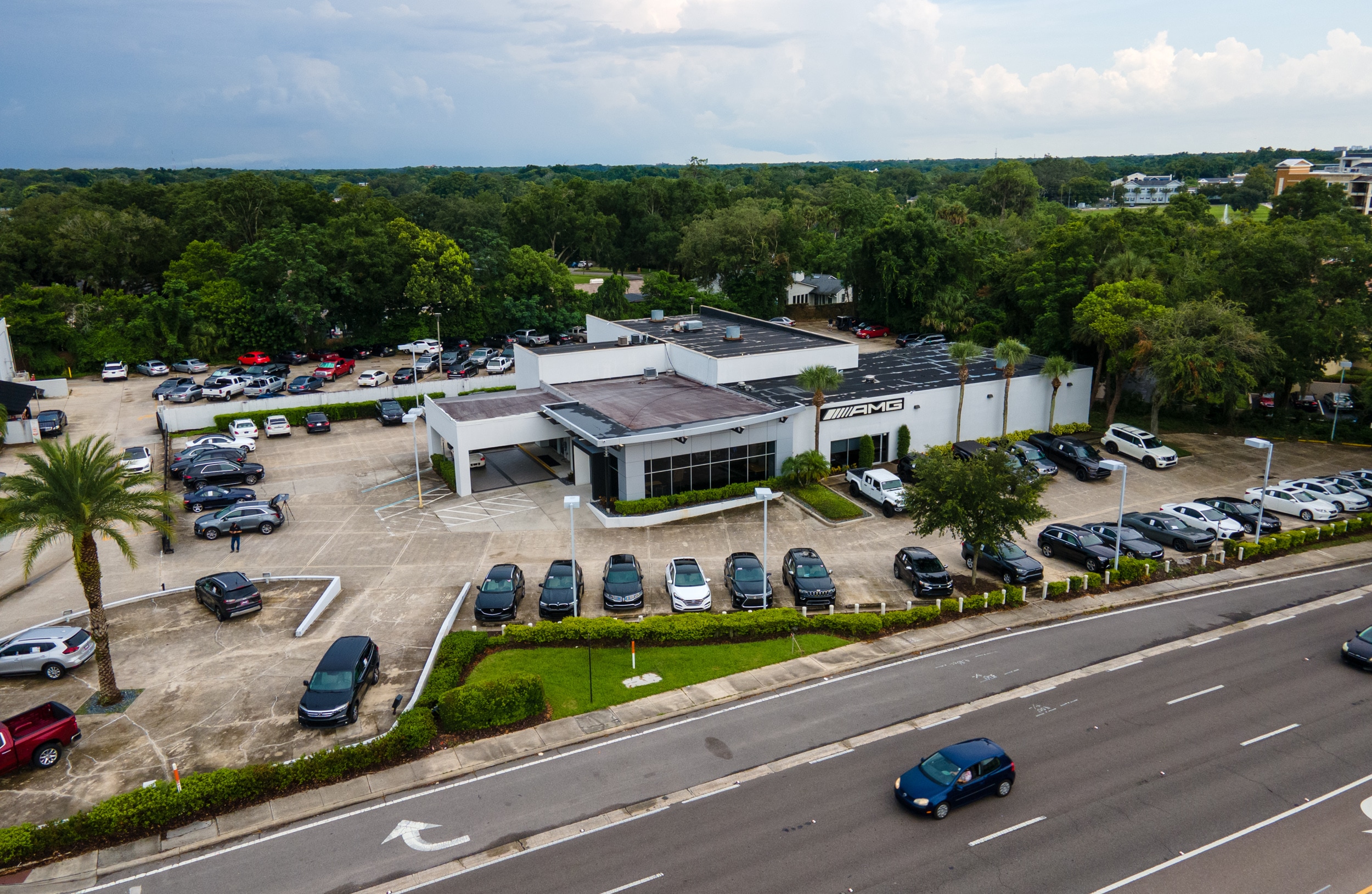 Exterior, aerial shot of Mercedes-Benz of Orlando near Alafaya, FL
