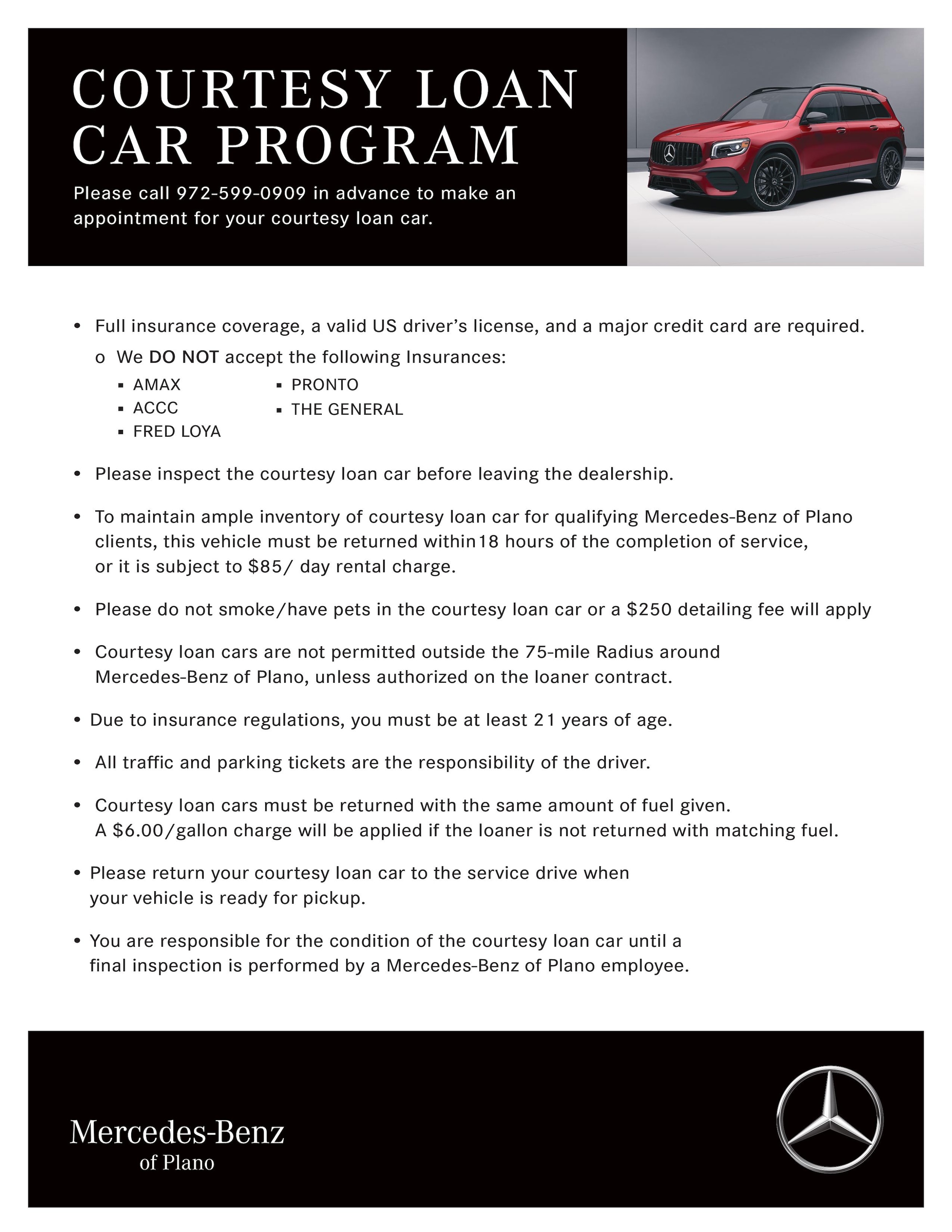 Mercedes-Benz of Plano Courtesy Loan Car Program