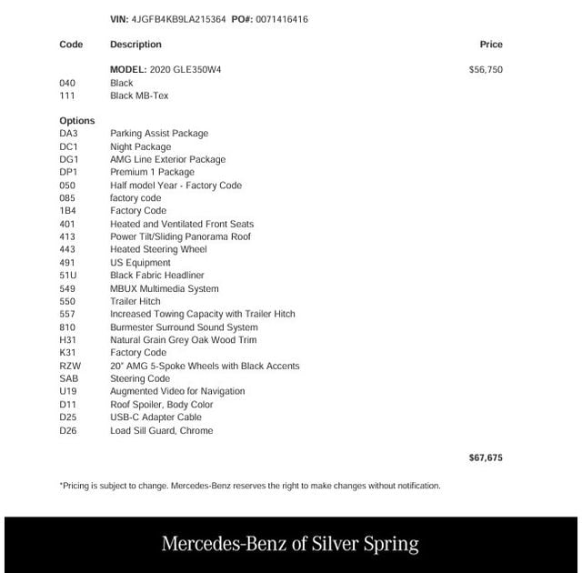 2020 Mercedes-Benz GLE GLE350