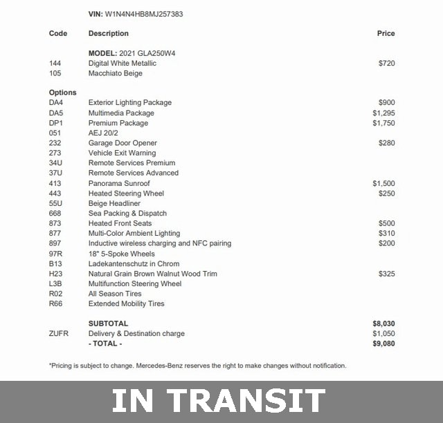 2021 Mercedes-Benz GLA GLA250