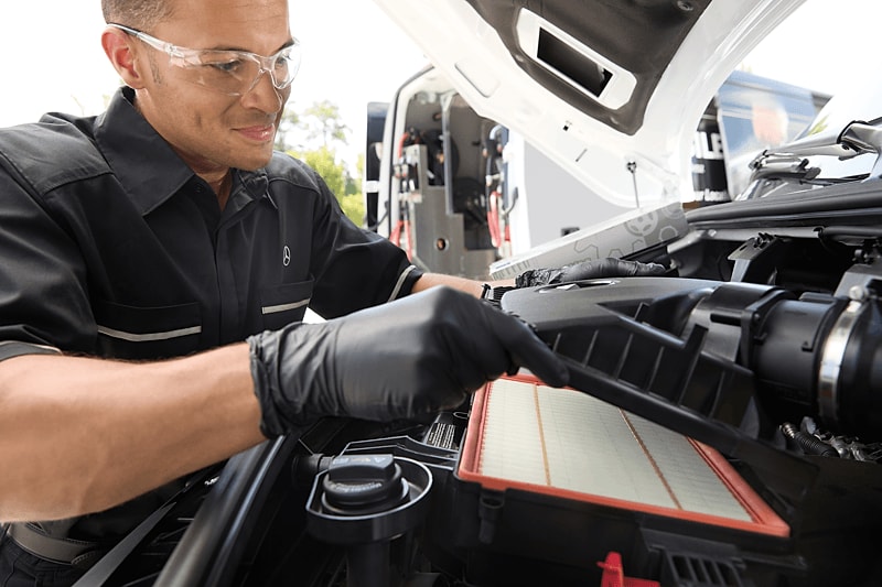 Mercedes-Benz EV cabin air filter and wiper service