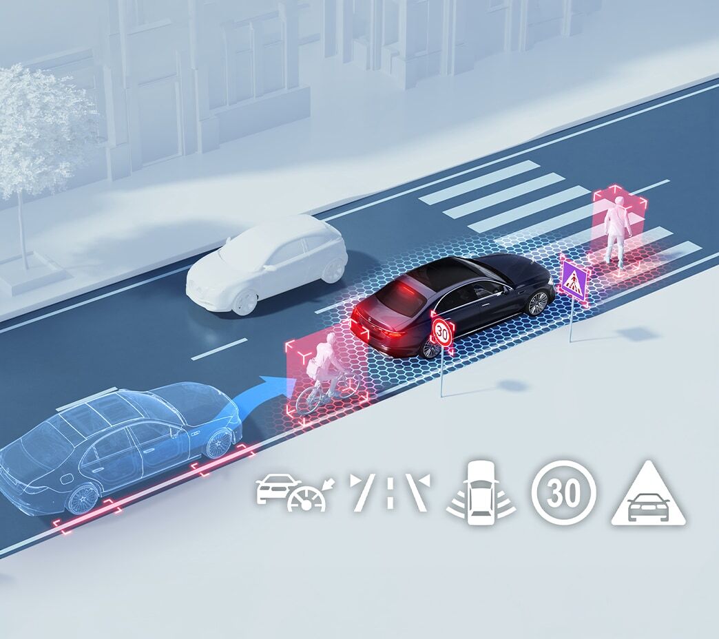 Mercedes-Benz GLE Coupe exterior showing driver-assistance-equipped vehicle
