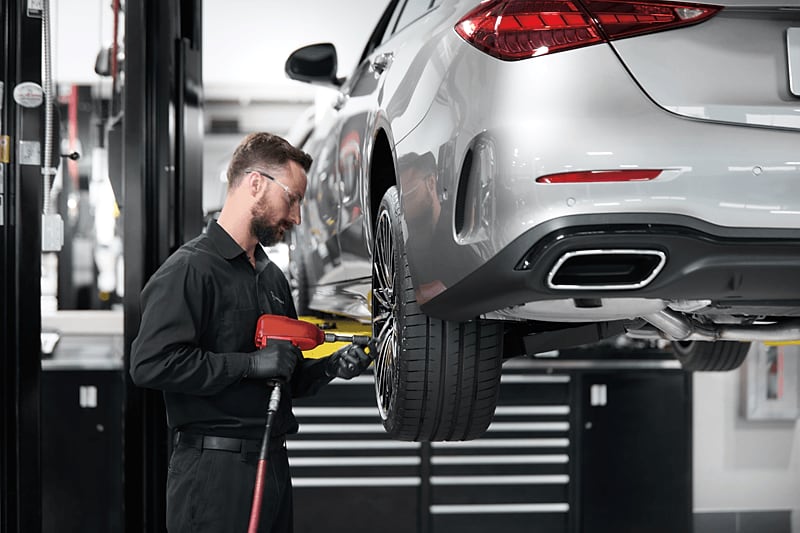 Mercedes-Benz EV tire rotation and pressure check