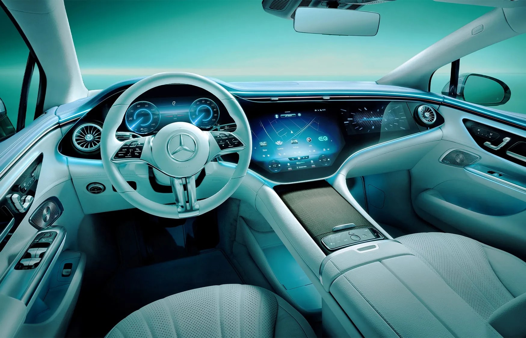 2026 Mercedes-Benz EQE Sedan MBUX Navigation with Electric Intelligence display