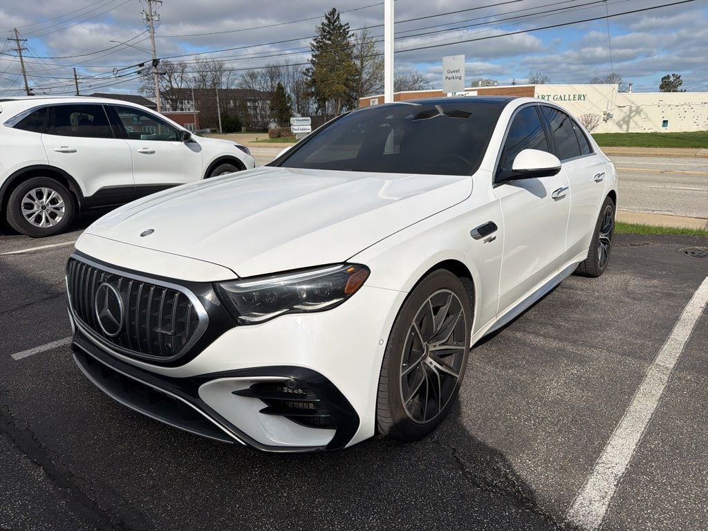 Manufaktur Moonlight White Metallic 2025 Mercedes-Benz E-Class AMG E 53 Hybrid 4MATIC+ Sedan All-Wheel Drive 9-Speed Automatic