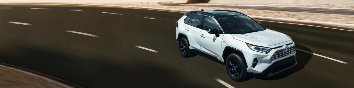 New Toyota RAV4 Hybrid on a desert road
