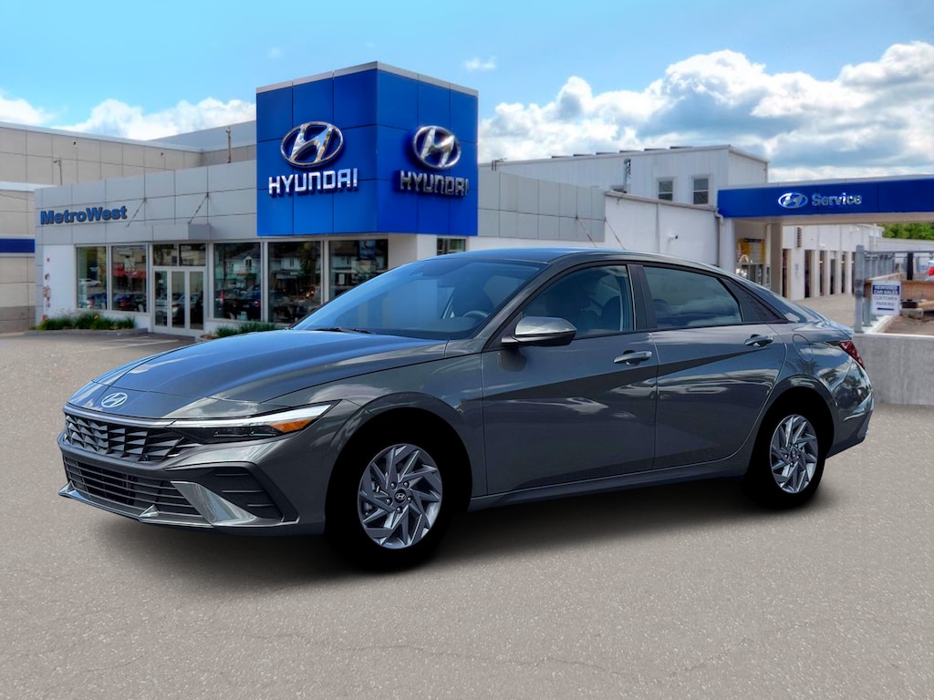 New 2026 Hyundai Elantra Hybrid Blue Sedan